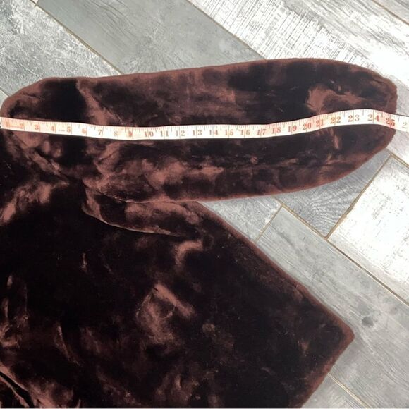 Vintage 70s Faux Fur Coat Brown Hood Full Oversized Jacket Bubble Sleeve Loeve M - Picture 12 of 16
